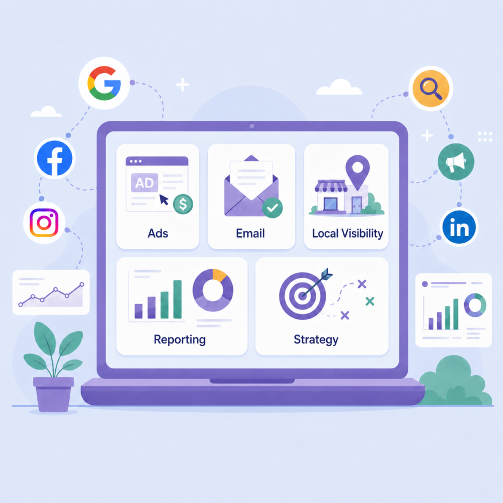 Small business marketing services in New Jersey for advertising, email, local visibility, and reporting